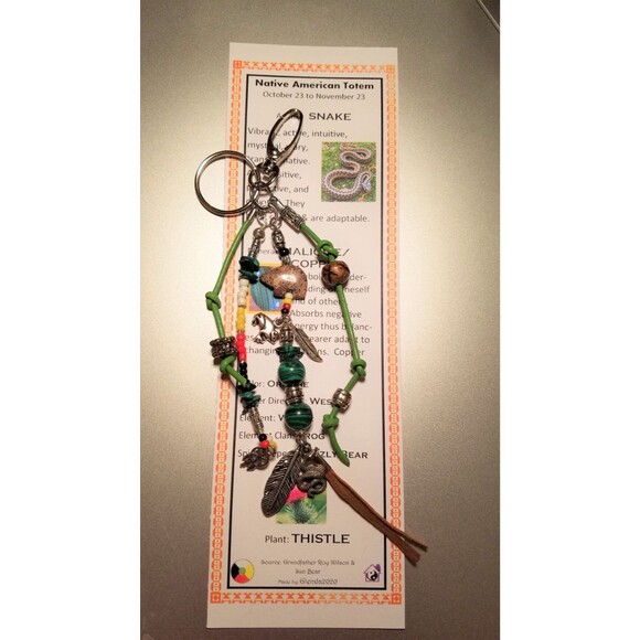Snake Key Ring Medicine Wheel Totem - for Purse, Drum, Car & Bookmark - Picture 5 of 6